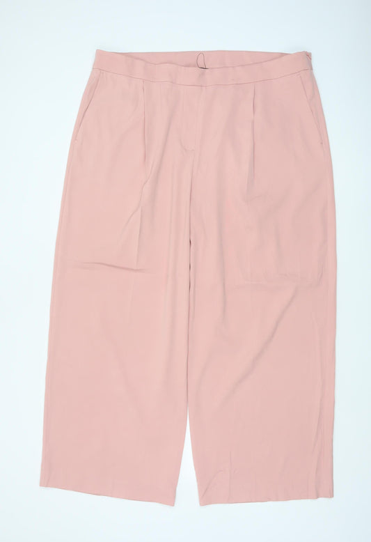 M&S Women’s Pink Size 22 Short Wide Leg Tailored Trousers