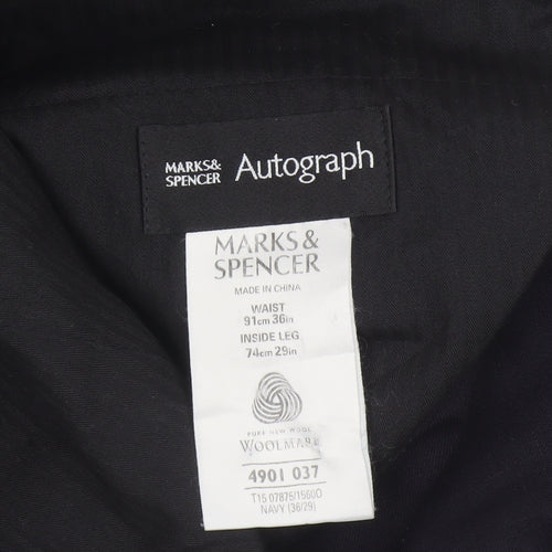 Marks & Spencer Autograph Men’s Blue 36 Wool Dress Trousers 36/29