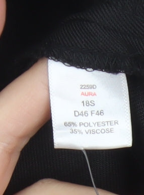 Brook Taverner Women’s Black UK 18 Petite Straight Tailored Trousers