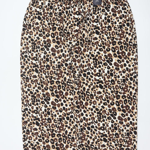 Marks & Spencer Women's Brown Leopard Print Size 24 Wide-Leg Trousers