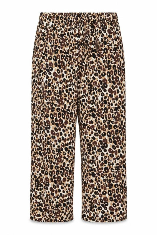 Front view of Marks & Spencer Women's Brown Leopard Print, size 24, Wide-Leg Trousers