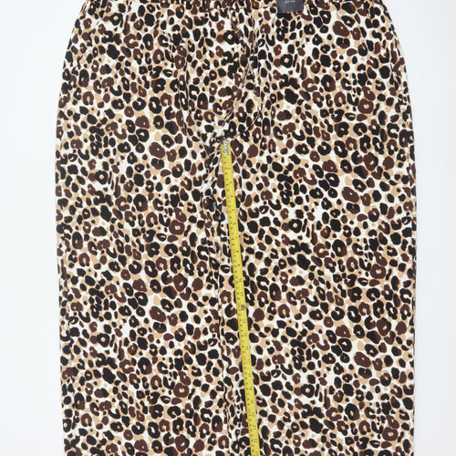 Marks & Spencer Women's Brown Leopard Print Size 24 Wide-Leg Trousers