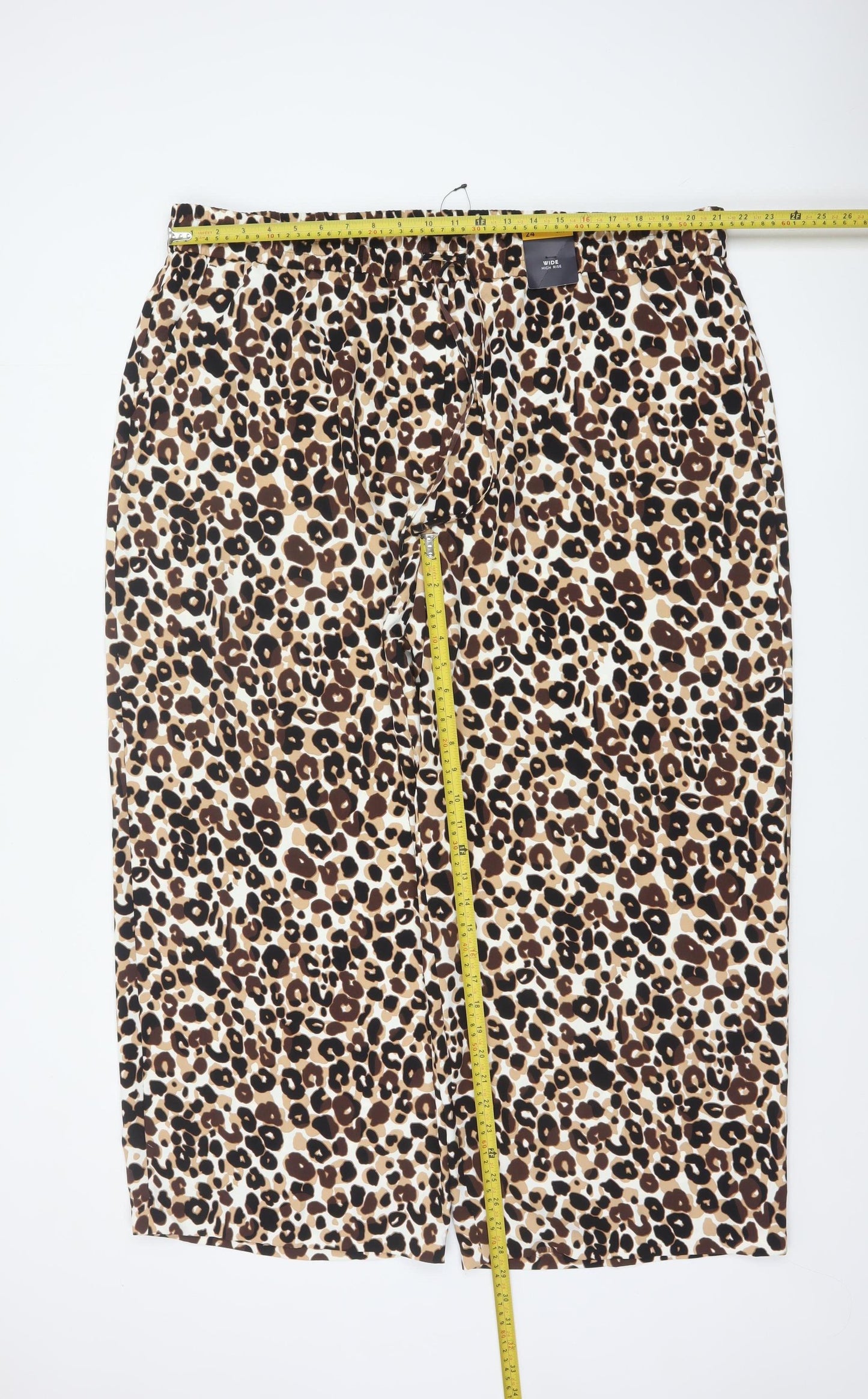 Marks & Spencer Women's Brown Leopard Print Size 24 Wide-Leg Trousers