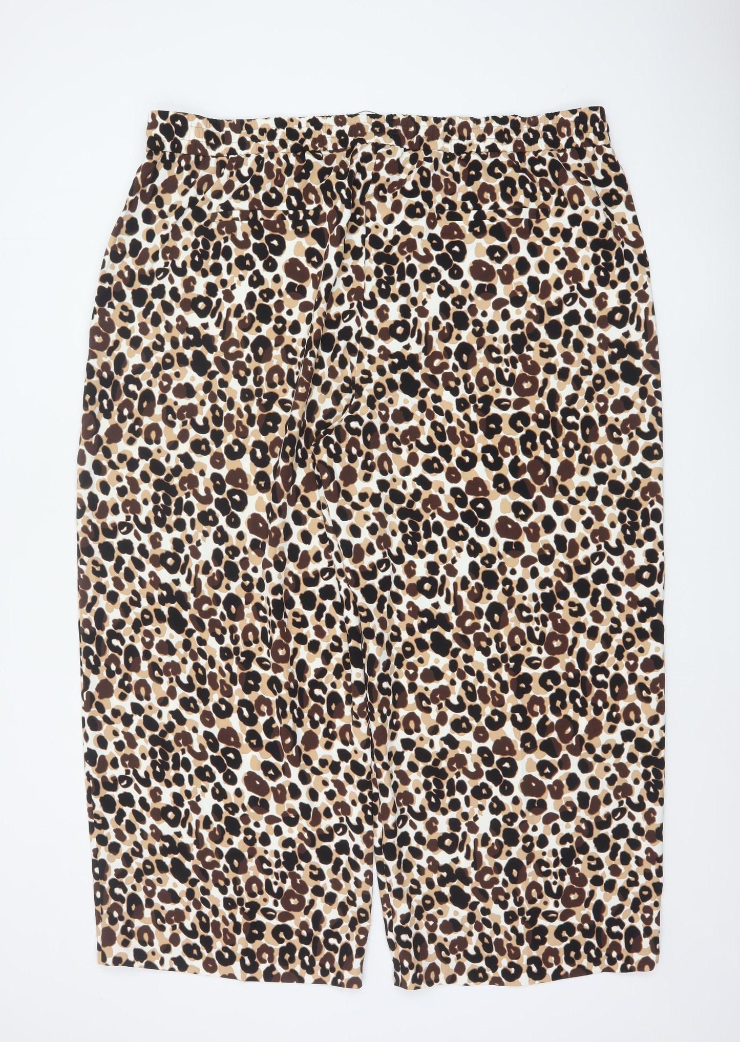 Marks & Spencer Women's Brown Leopard Print Size 24 Wide-Leg Trousers