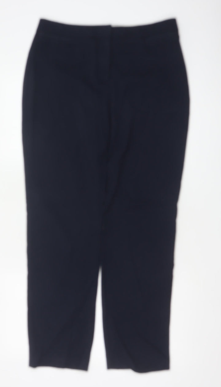 Marks & Spencer Women Blue UK 12 Regular Straight Work Trousers
