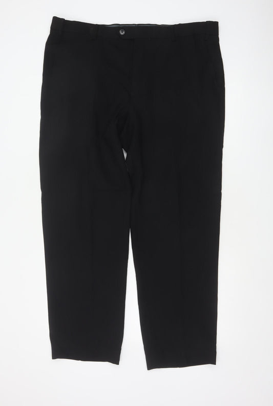 M&S Men’s Black 40in Regular Straight Leg Dress Trousers 31in