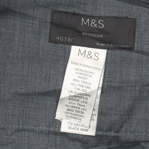 M&S Men’s Black 40in Regular Straight Leg Dress Trousers 31in