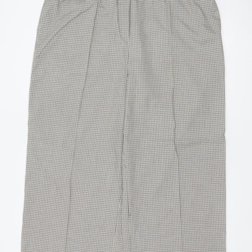 Marks & Spencer Women's Beige Check Wide-Leg Trousers UK 20 Regular
