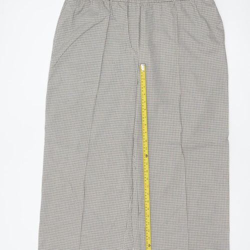 Marks & Spencer Women's Beige Check Wide-Leg Trousers UK 20 Regular