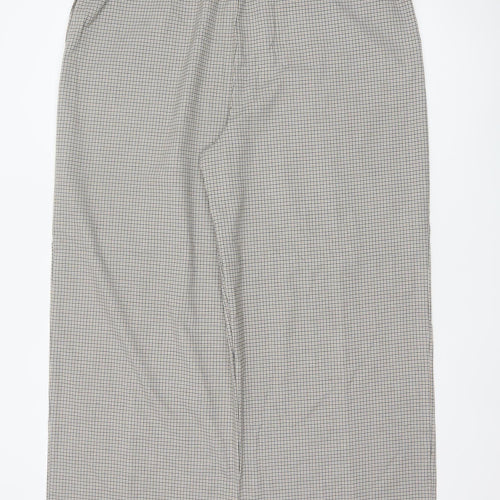 Marks & Spencer Women's Beige Check Wide-Leg Trousers UK 20 Regular