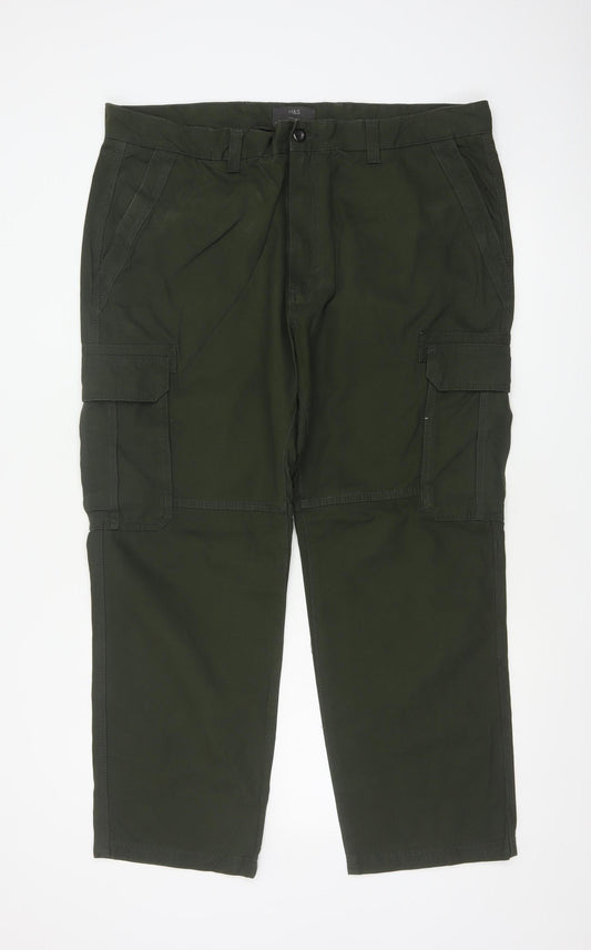 Marks and Spencer Men’s Green 42in 29in Straight Cargo Trousers