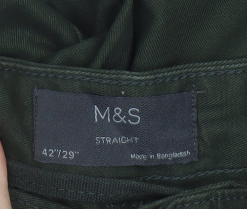 Marks and Spencer Men’s Green 42in 29in Straight Cargo Trousers