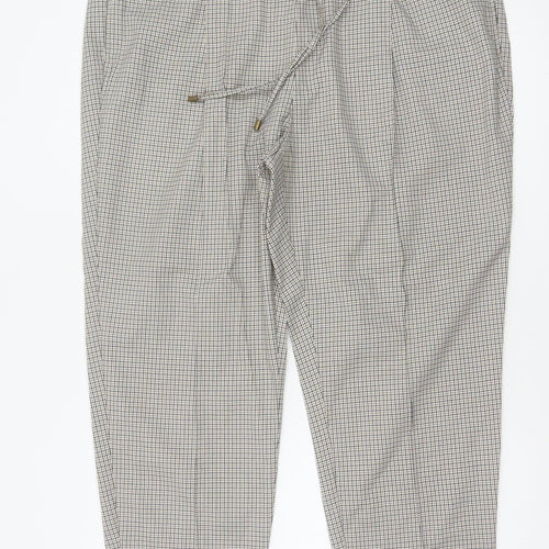 Marks and Spencer Women Beige Check Tapered Ankle Grazer Trousers UK 20