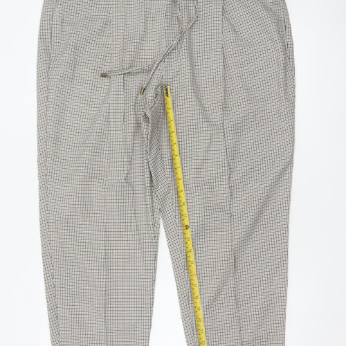 Marks and Spencer Women Beige Check Tapered Ankle Grazer Trousers UK 20