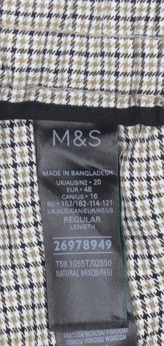 Marks and Spencer Women Beige Check Tapered Ankle Grazer Trousers UK 20