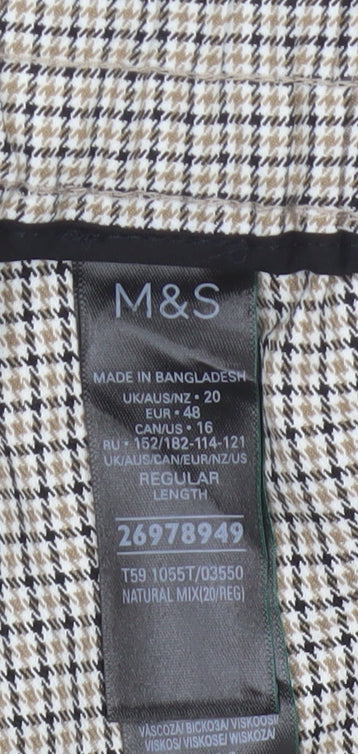 Marks and Spencer Women Beige Check Tapered Ankle Grazer Trousers UK 20