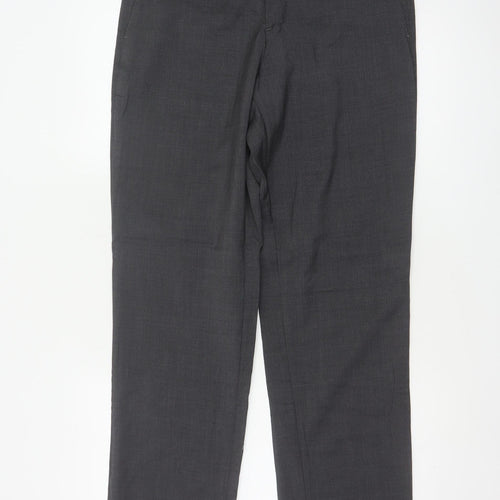 Jaeger Women’s Grey UK 10 Regular Wool Straight Leg Tailored Trousers