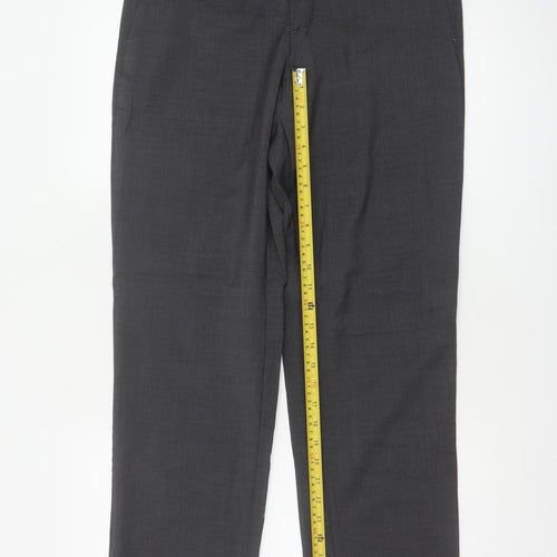 Jaeger Women’s Grey UK 10 Regular Wool Straight Leg Tailored Trousers