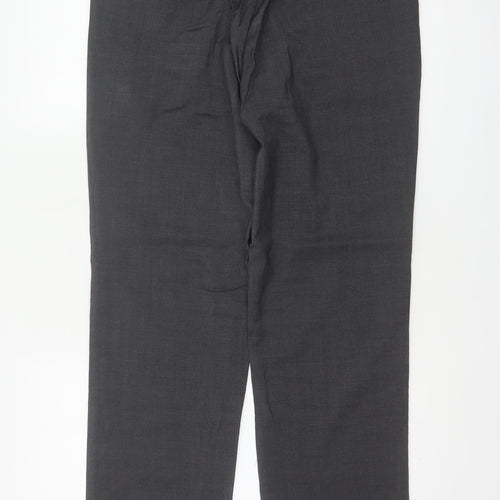 Jaeger Women’s Grey UK 10 Regular Wool Straight Leg Tailored Trousers