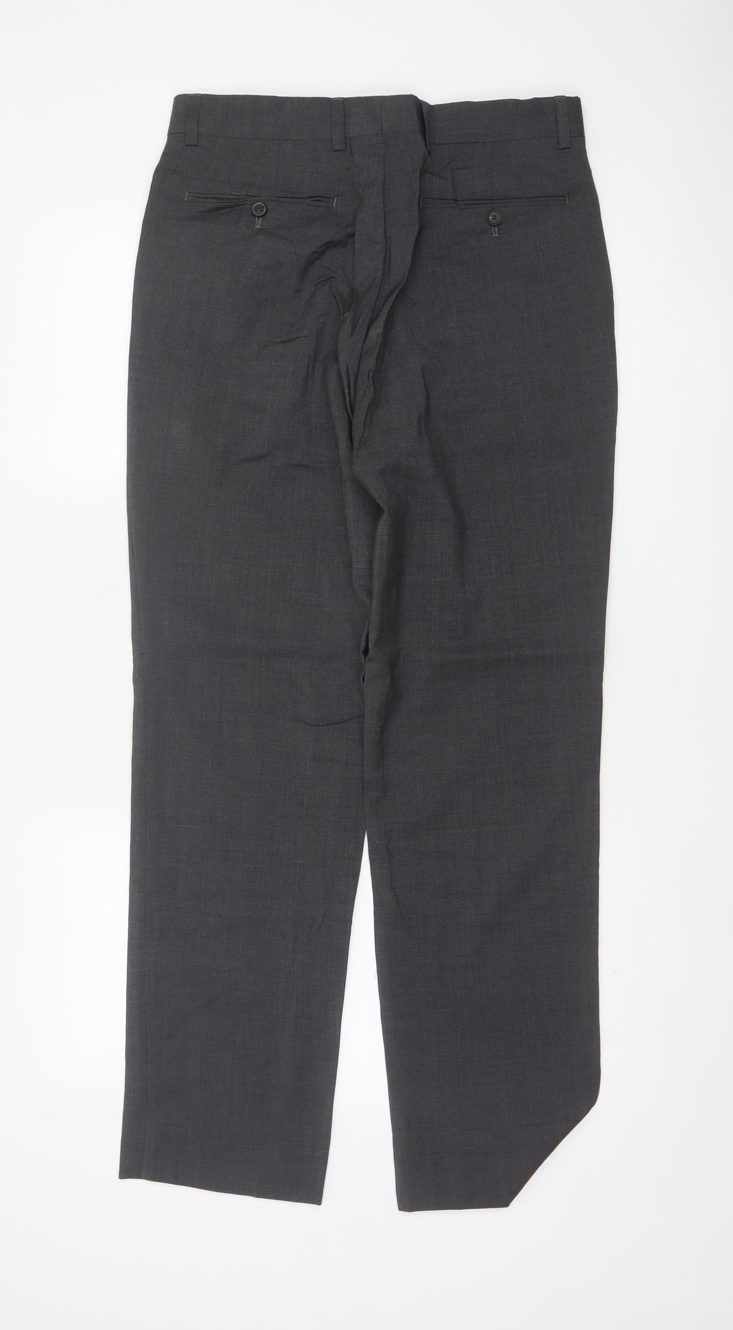 Jaeger Women’s Grey UK 10 Regular Wool Straight Leg Tailored Trousers