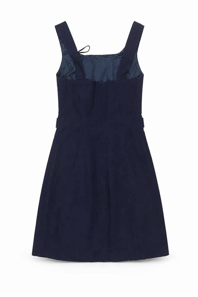 Oasis Women Blue UK 8 A-Line Square Neck Sleeveless Work Dress