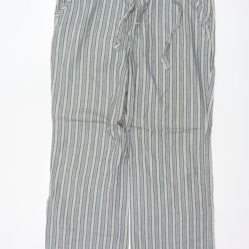 Fit Five Men’s Blue Stripe Cotton Drawstring Wide-Leg Trousers 36