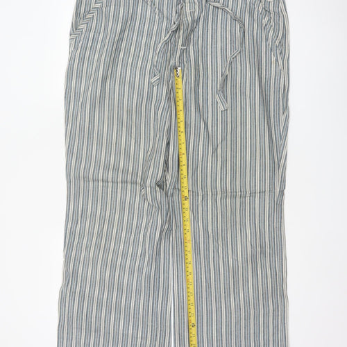 Fit Five Men’s Blue Stripe Cotton Drawstring Wide-Leg Trousers 36