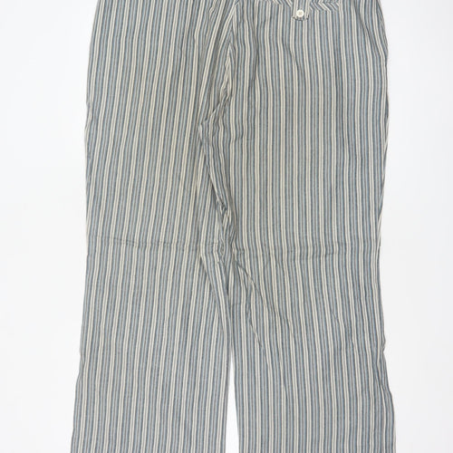 Fit Five Men’s Blue Stripe Cotton Drawstring Wide-Leg Trousers 36
