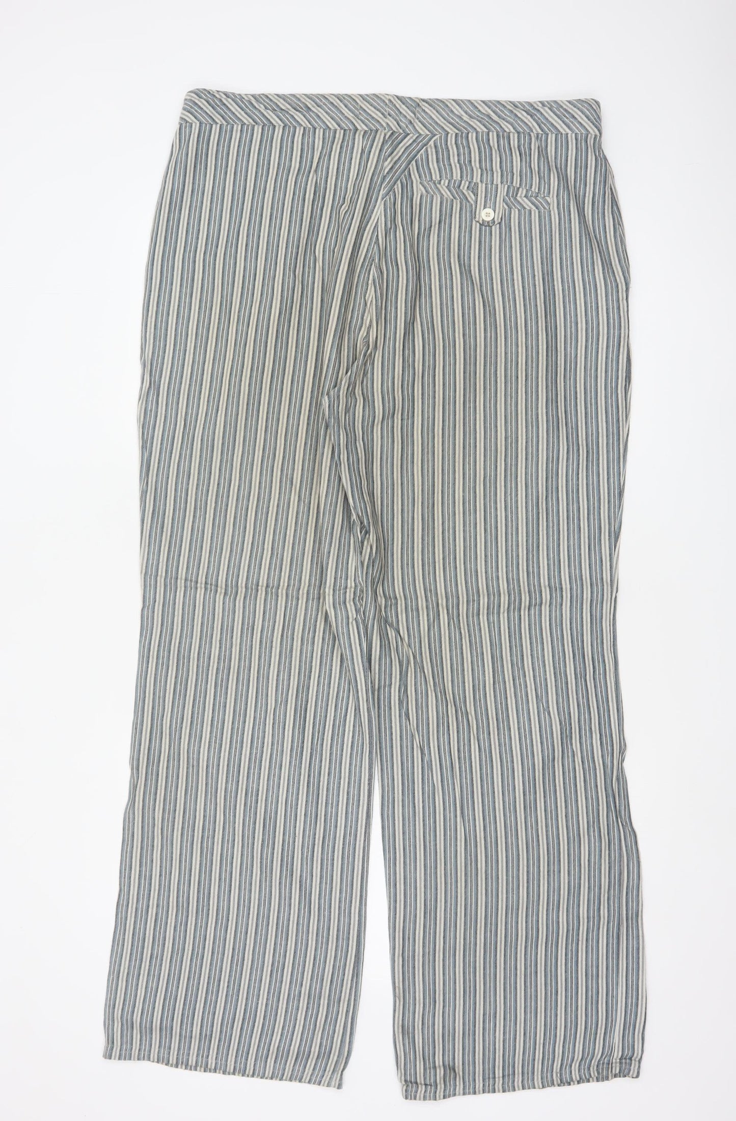 Fit Five Men’s Blue Stripe Cotton Drawstring Wide-Leg Trousers 36