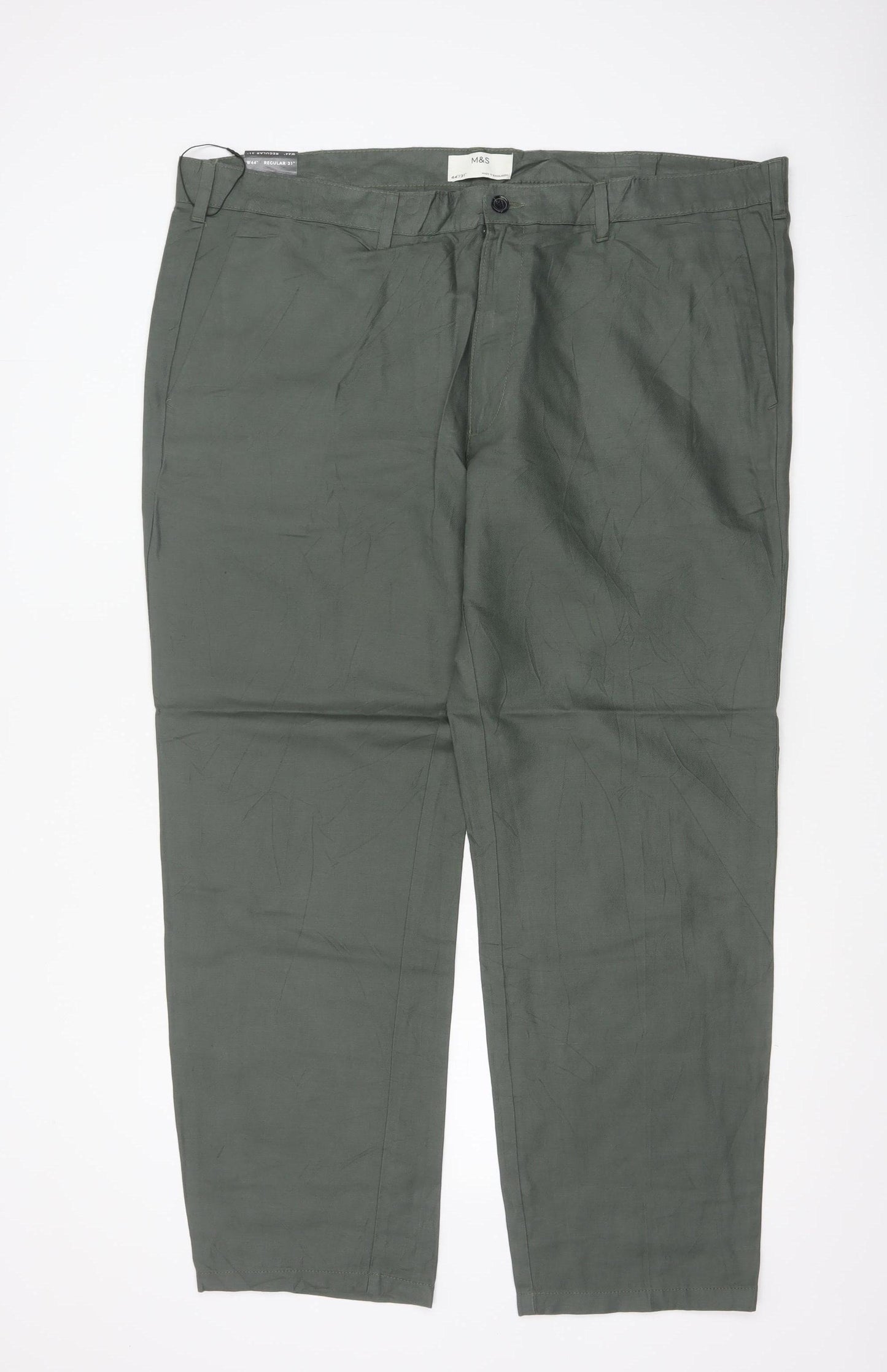 Marks & Spencer Men's Green 44 Regular Chino Trousers W44 L31
