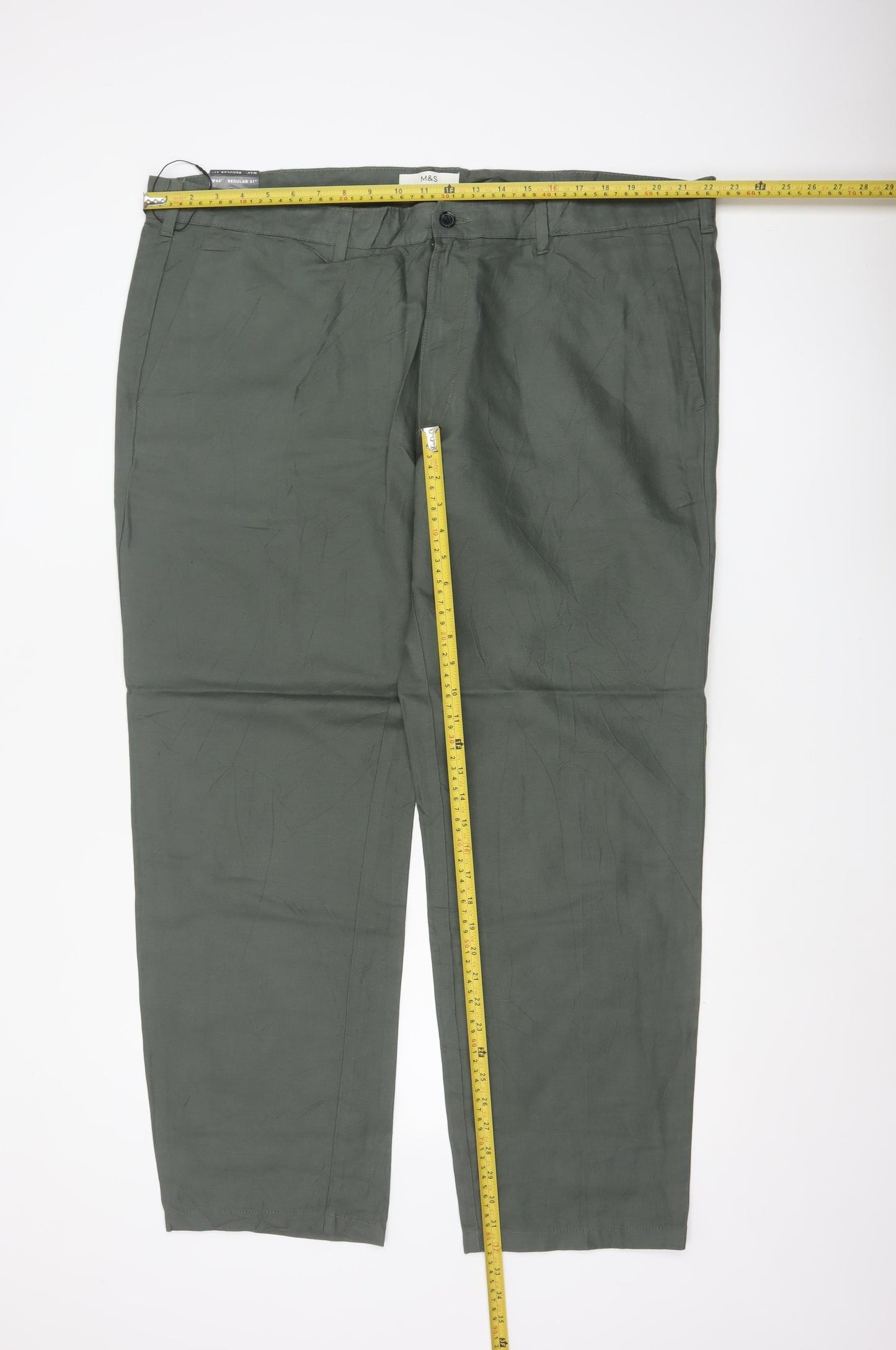 Marks & Spencer Men's Green 44 Regular Chino Trousers W44 L31