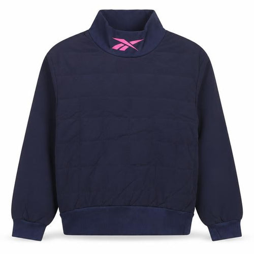 Reebok Women Navy Pink Logo High Neck Pullover Sweatshirt UK 8-10 S