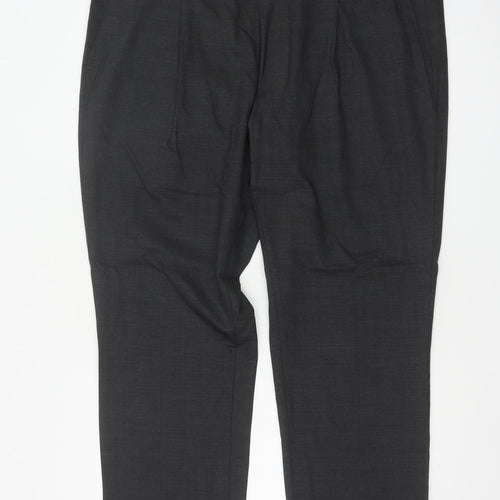 Marks & Spencer Men Grey 42 Regular Wool Blend Dress Trousers 42x29