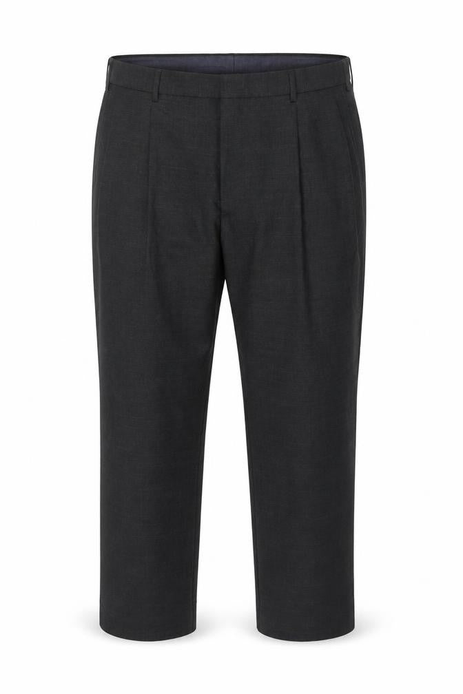 Front view of Marks & Spencer Men Grey 42 Regular Wool Blend Dress Trousers 42x29