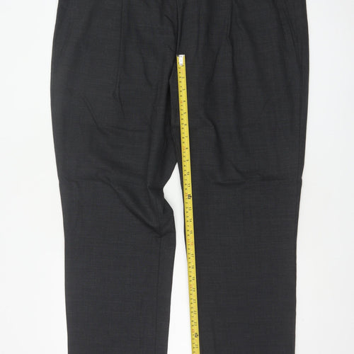 Marks & Spencer Men Grey 42 Regular Wool Blend Dress Trousers 42x29