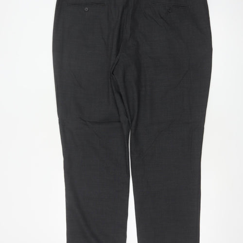 Marks & Spencer Men Grey 42 Regular Wool Blend Dress Trousers 42x29