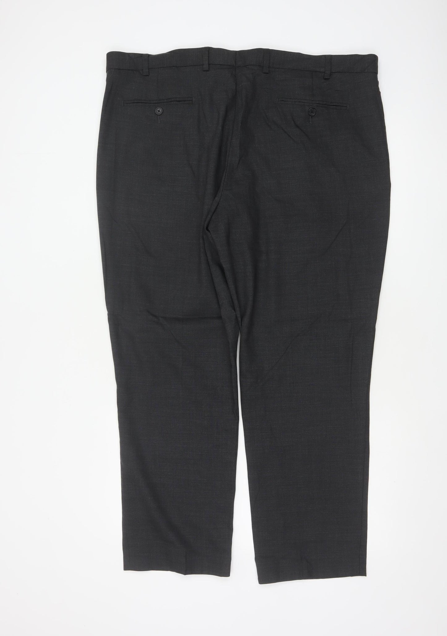 Marks & Spencer Men Grey 42 Regular Wool Blend Dress Trousers 42x29