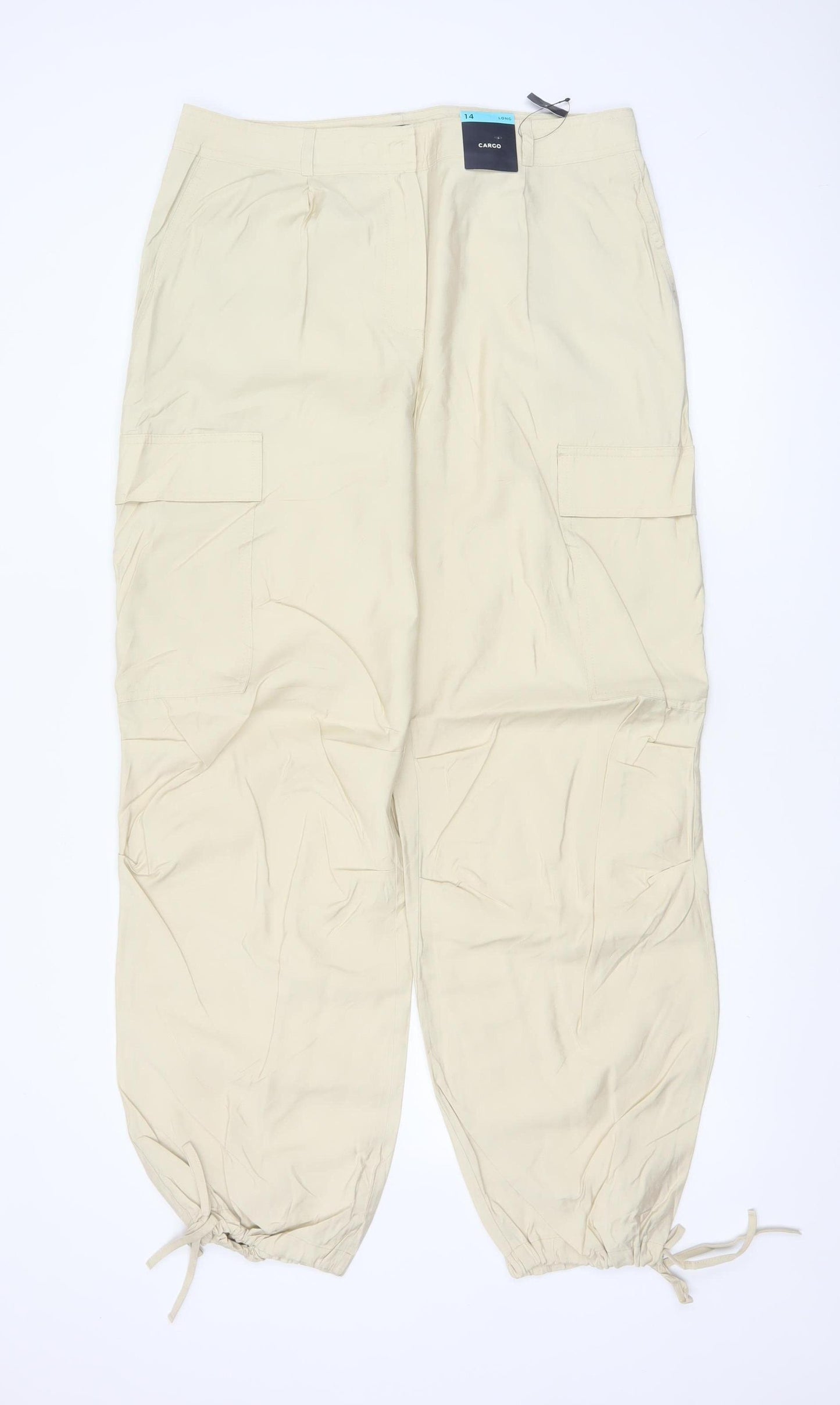 M&S Collection Women Beige Size 14 Long Modal Cargo Trousers