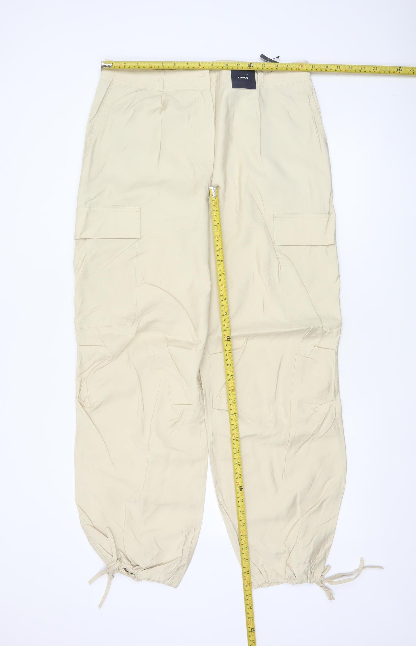 M&S Collection Women Beige Size 14 Long Modal Cargo Trousers