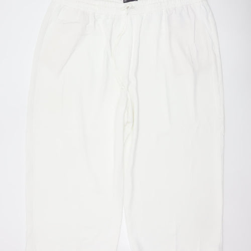 M&S Women’s White Size 24 Wide-Leg Drawstring Trousers