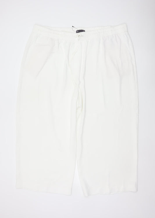 M&S Women’s White Size 24 Wide-Leg Drawstring Trousers