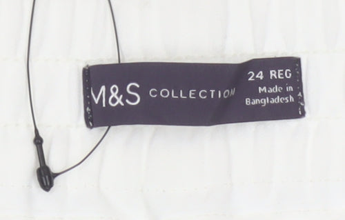 M&S Women’s White Size 24 Wide-Leg Drawstring Trousers
