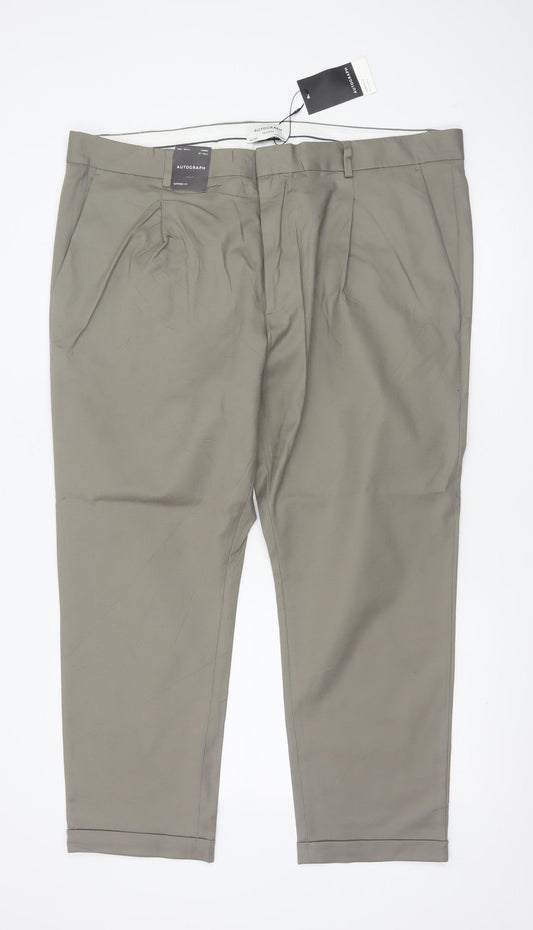 Autograph Marks & Spencer Men’s Beige 42 Short Tapered Stretch Trousers