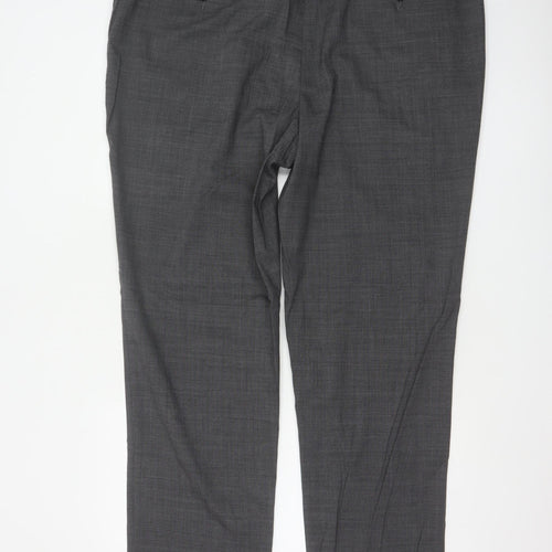 Marks and Spencer Men's Grey 44 Wool Blend Regular Fit Dress Trousers