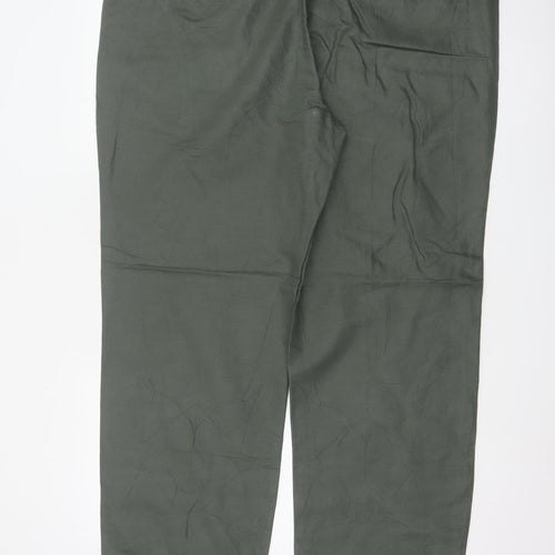 Marks & Spencer Men Green 44in 33in Linen Cotton Chino Trousers