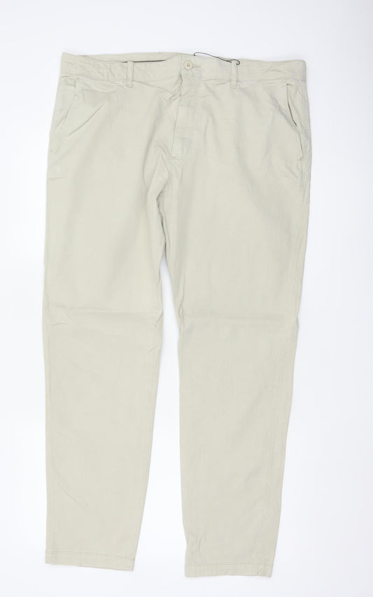 Marks & Spencer Men's Beige Chino Trousers 38W 31L Regular Cotton Stretch