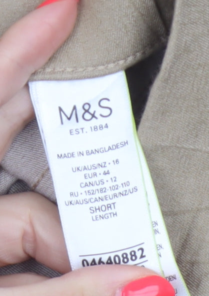 Marks & Spencer Women Beige UK 16 Short Jeggings Skinny Stretch Trousers