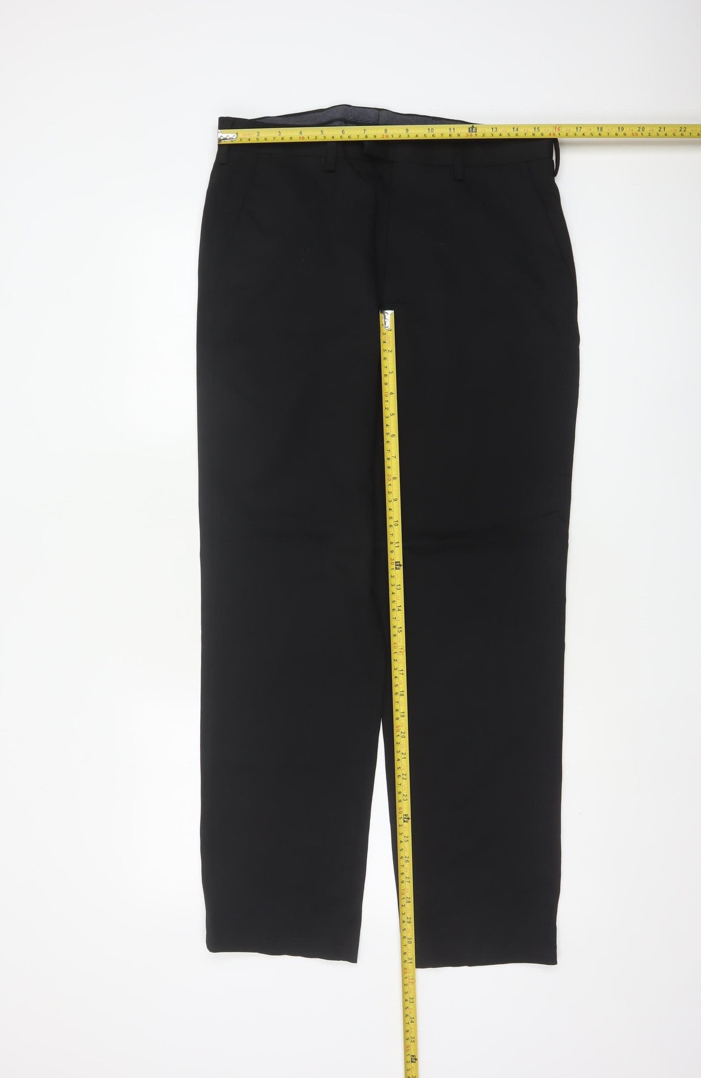 M&S Men’s Black 32 Regular Wool Blend Straight Dress Trousers