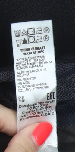 M&S Men’s Black 32 Regular Wool Blend Straight Dress Trousers