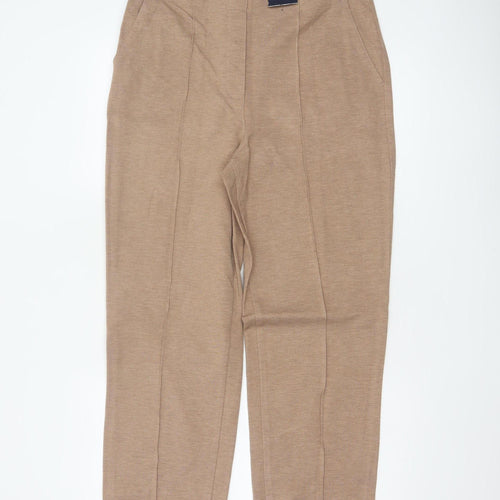 Marks & Spencer Women's Beige UK 14 Long Tailored Straight Trousers